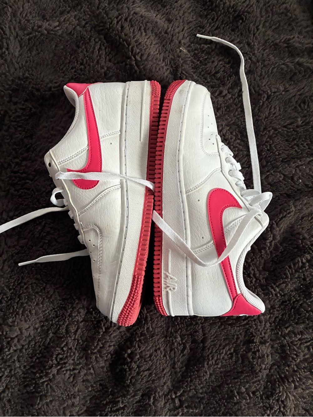Nike Kids White Sneakers with Pink Swoosh